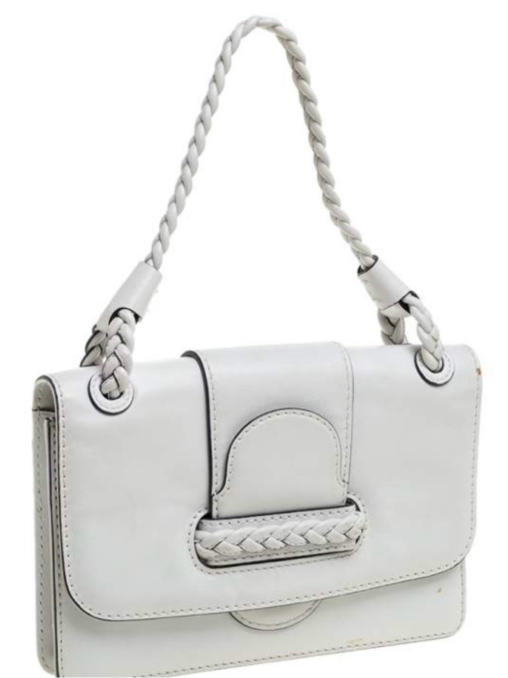 Valentino White Braided-Handle Handbag